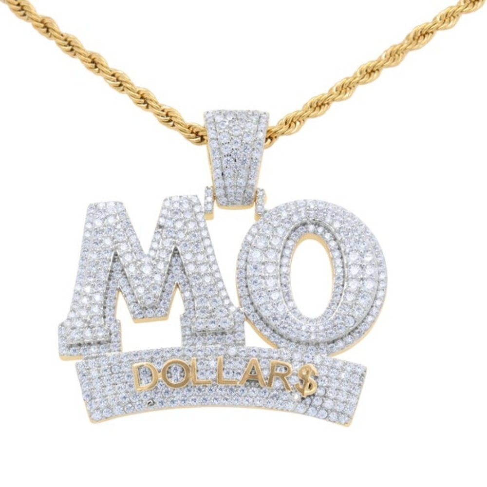 14k Mo Bucks Hip Hop Pendant with Rope Chain